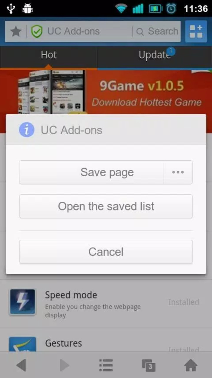 Save page – UC Browser 1